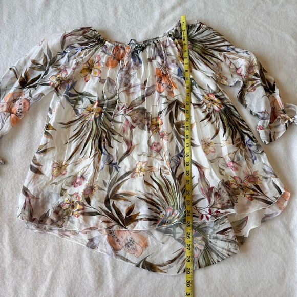 Tempo Paris Flower Print Silk Top Blouse Size M - Picture 10 of 12